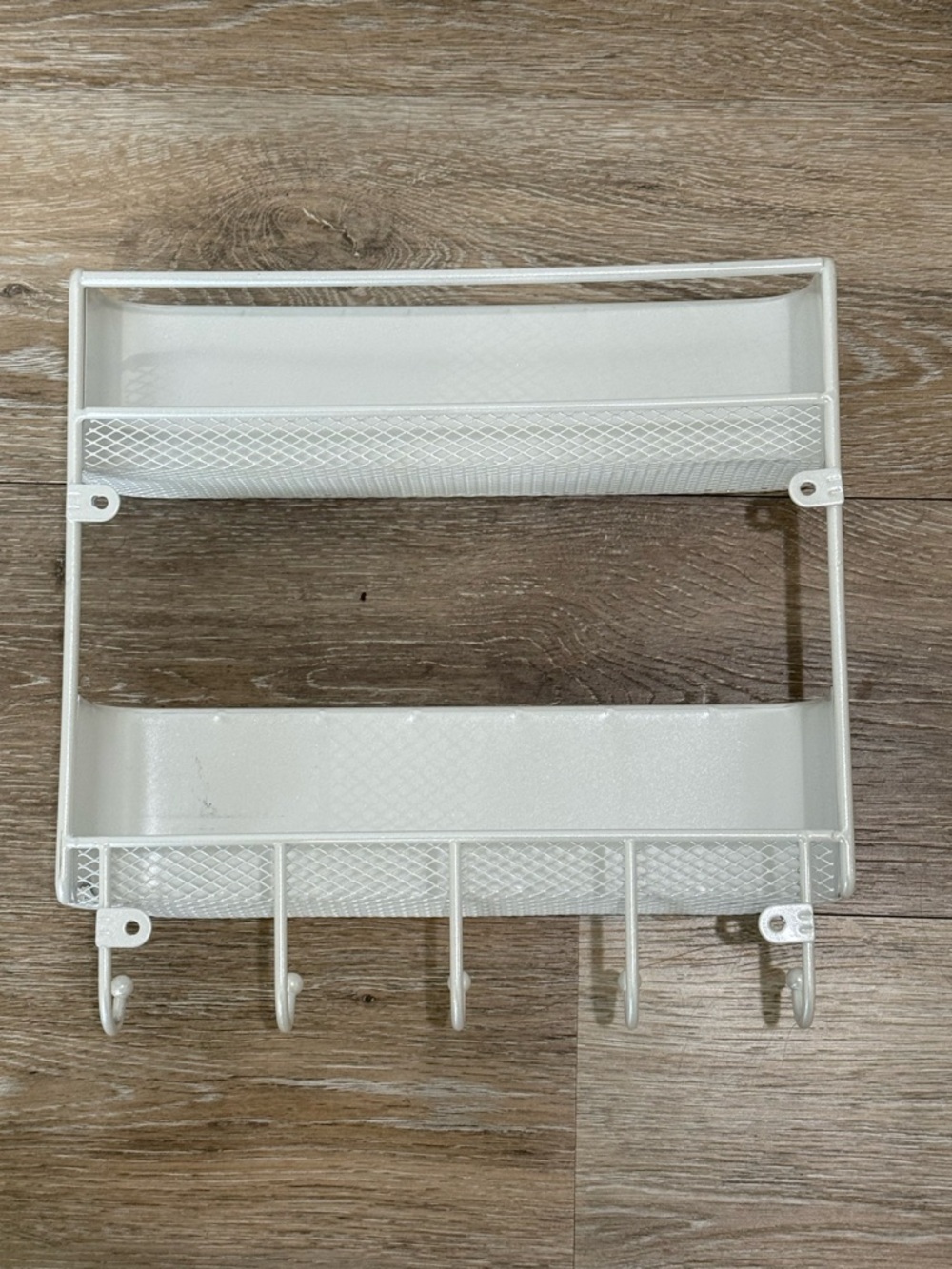 mDesign 2-Tier Wall Mounted Mail Holder Organizer White Hooks - Picture 6 of 13